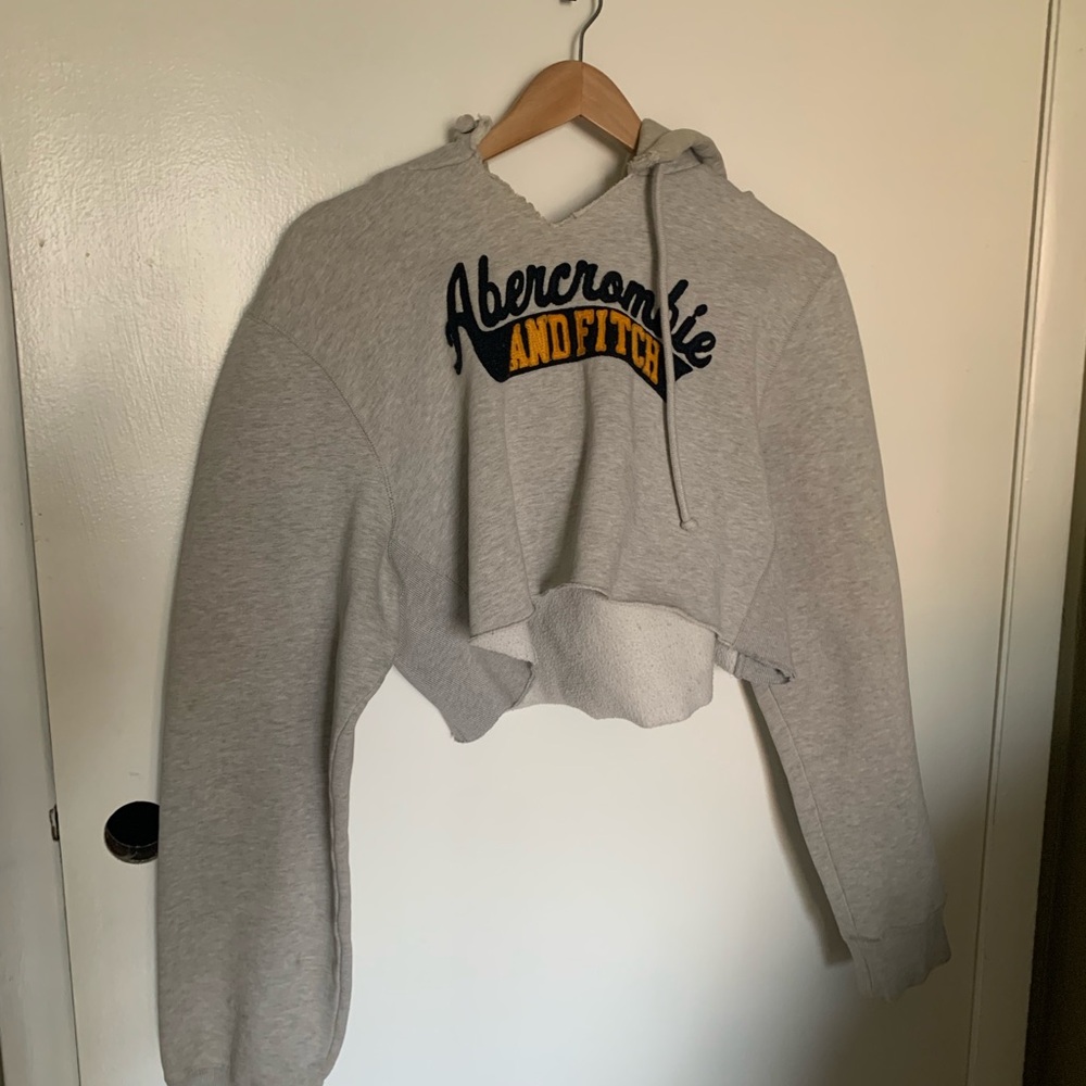 Vintage Abercrombie & Fitch Gray Cropped Hoodie
